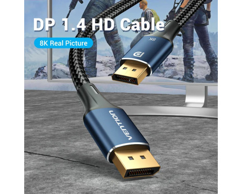 Кабель Vention Cotton Braided DP Male to Male HD Cable 8K 1.5M Blue Aluminum Alloy Type (HCELG)