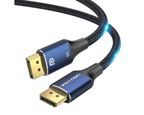 Кабель Vention Cotton Braided DP Male to Male HD Cable 8K 1.5M Blue Aluminum Alloy Type (HCELG)