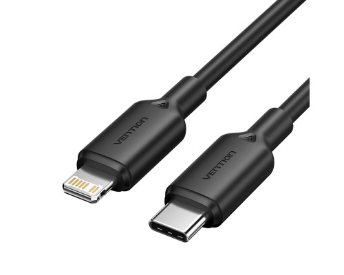 Кабель Vention USB 2.0 Type-C Male to Lightning Male 3A Cable 1M Black PVC Type (LAKBF)