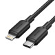 Кабель Vention USB 2.0 Type-C Male to Lightning Male 3A Cable 1M Black PVC Type (LAKBF)