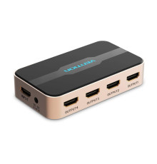 Сплітер Vention 1 In 4 Out HDMI Splitter 4K@30Hz Gold Aluminum Alloy Type EU Standard (ACCG0-EU) (ACCG0-EU)