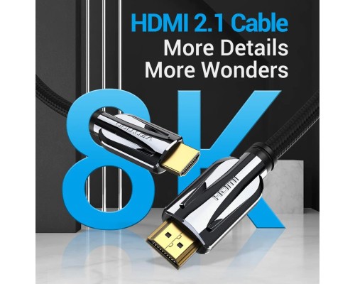 Кабель Vention HDMI-HDMI, 1M, v2.1, 8K 60Hz, 4K 120Hz, 2K 144Hz, 1080P 160Hz (AANBF) (AALBF)