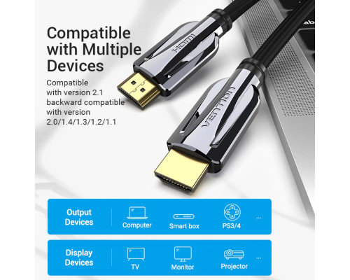 Кабель Vention HDMI-HDMI, 1M, v2.1, 8K 60Hz, 4K 120Hz, 2K 144Hz, 1080P 160Hz (AANBF) (AALBF)