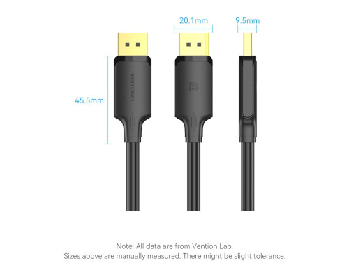 Кабель Vention DisplayPort Male to Male 4K HD Cable 2M Black (HAKBH) (HAKBH)