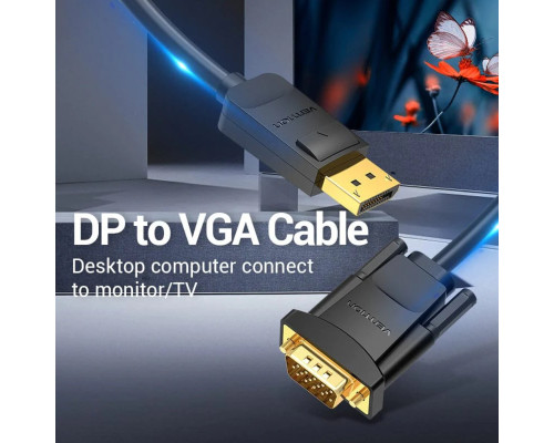 Кабель Vention DP to VGA Cable 2M Black (HBLBH) (HBLBH)