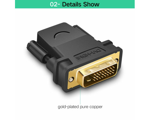 Кабель UGREEN 20124 DVI 24+1 Male to HDMI Female Adapter (Black) (UGR-20124) (UGR-20124)