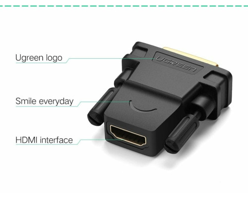 Кабель UGREEN 20124 DVI 24+1 Male to HDMI Female Adapter (Black) (UGR-20124) (UGR-20124)