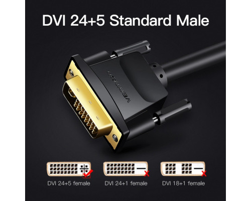 Кабель Vention DVI(24+5) to VGA Cable 3M Black (EACBI) (EACBI)