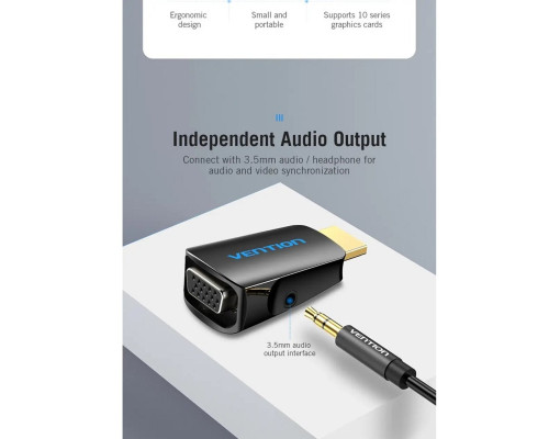 Перехідник Vention HDMI to VGA Converter 1080P with 3.5MM Audio (AIDB0) (AIDB0)