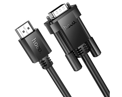 Кабель HOCO US12 HDTV male to VGA male HD data cable(L=2M) Black (6942007628235)