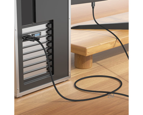 Кабель HOCO US12 HDTV male to VGA male HD data cable(L=2M) Black (6942007628235)