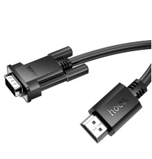 Кабель HOCO US12 HDTV male to VGA male HD data cable(L=2M) Black (6942007628235)