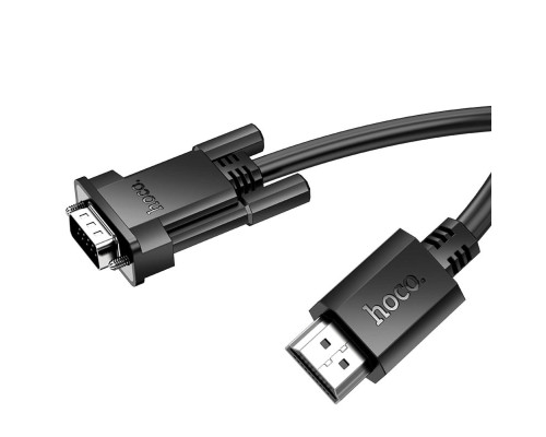 Кабель HOCO US12 HDTV male to VGA male HD data cable(L=2M) Black (6942007628235)