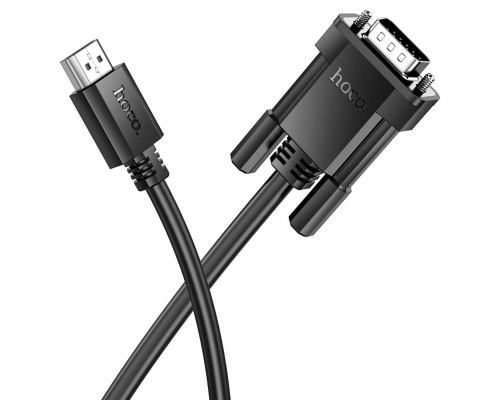 Кабель HOCO US12 HDTV male to VGA male HD data cable(L=2M) Black (6942007628235)