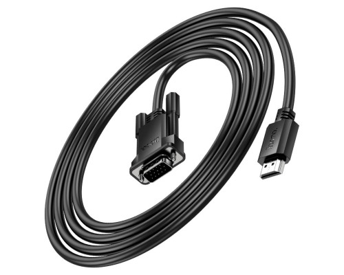 Кабель HOCO US12 HDTV male to VGA male HD data cable(L=2M) Black (6942007628235)