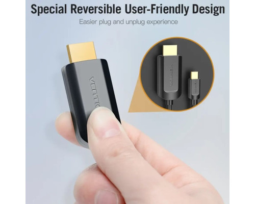 Кабель Vention Type-C to HDMI 4K 30Hz Cable 1.5M Black (CGUBG) (CGUBG)