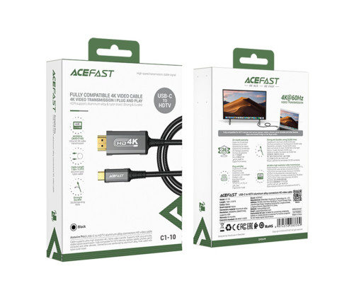 Кабель ACEFAST C1-10 USB-C to HDTV aluminum alloy connectors HD video cable Black (6974316283362)