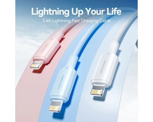 Кабель Vention USB 2.0 Type-A Male to Lightning Male 2.4A Cable 1M White PVC Type (LAMWF)