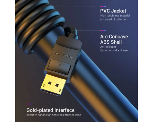 Кабель Vention DisplayPort 4К Cable 2M Black (HACBH) (HACBH)