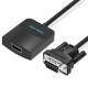 Адаптер Vention VGA to HDMI Converter with Female Micro USB and Audio Port 0.15M Black (ACNBB) (ACNBB)