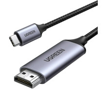 Кабель UGREEN MM142 USB-C to HDMI Male to Male Cable Aluminum Shell 1.5m (Gray Black)(UGR-50570) (UGR-50570)