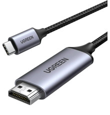 Кабель UGREEN MM142 USB-C to HDMI Male to Male Cable Aluminum Shell 1.5m (Gray Black)(UGR-50570) (UGR-50570)