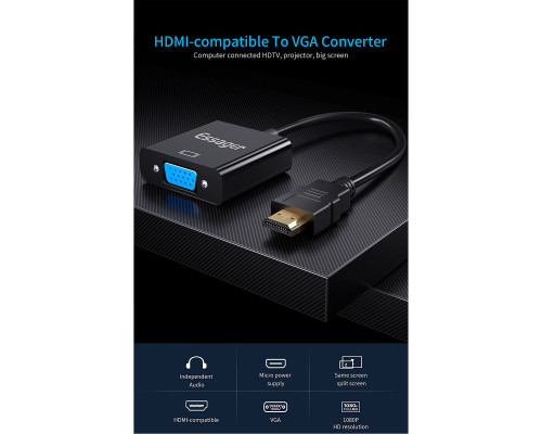 Адаптер ESSAGER Phantom HD Convertor (HDMI to VGA) Black (EZJHV-HY01)