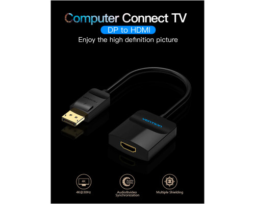 Адаптер Vention DP to HDMI Converter 0.15M Black (HBGBB)