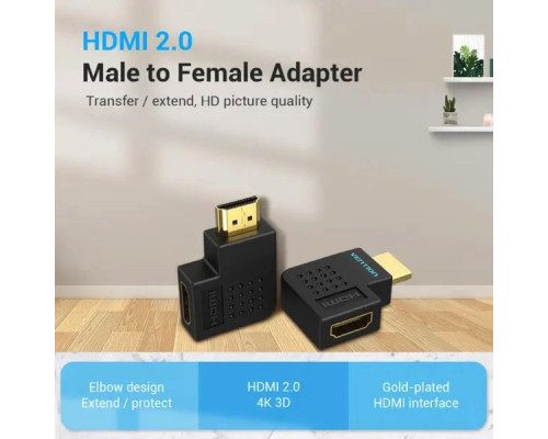 Адаптер Vention HDMI 90 Degree Male to Female Adapter Black (AIOB0) (AIOB0)
