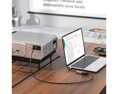 Кабель-перехiдник HOCO UA21 Origin Type-C to VGA converter Metal Gray (6931474784100)