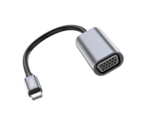 Кабель-перехiдник HOCO UA21 Origin Type-C to VGA converter Metal Gray (6931474784100)