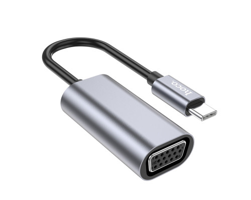 Кабель-перехiдник HOCO UA21 Origin Type-C to VGA converter Metal Gray (6931474784100)