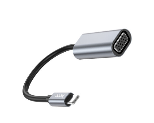 Кабель-перехiдник HOCO UA21 Origin Type-C to VGA converter Metal Gray (6931474784100)