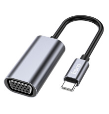 Кабель-перехiдник HOCO UA21 Origin Type-C to VGA converter Metal Gray (6931474784100)