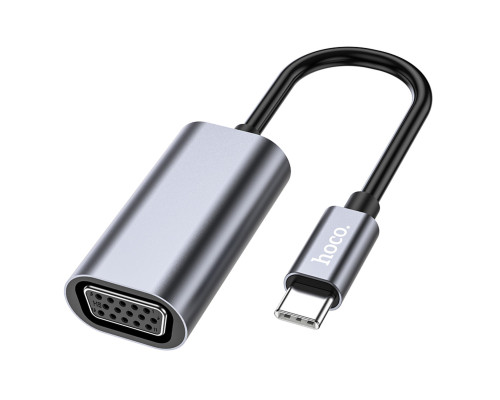 Кабель-перехiдник HOCO UA21 Origin Type-C to VGA converter Metal Gray (6931474784100)