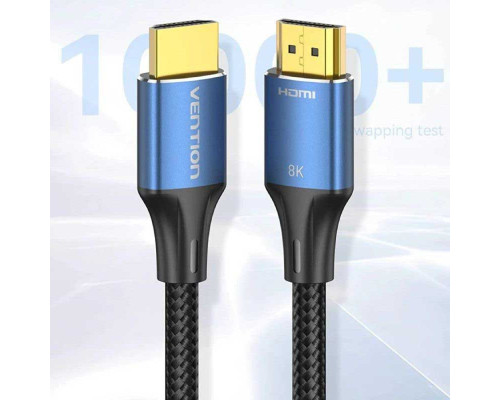 Кабель Vention Cotton Braided HDMI-A Male to Male HD v2.1 Cable 8K 1M Blue Aluminum Alloy Type (ALGLF) (ALGLF)