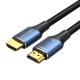 Кабель Vention Cotton Braided HDMI-A Male to Male HD v2.1 Cable 8K 1M Blue Aluminum Alloy Type (ALGLF) (ALGLF)