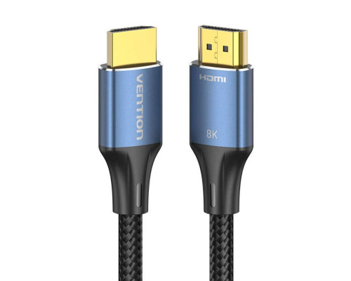 Кабель Vention Cotton Braided HDMI-A Male to Male HD v2.1 Cable 8K 1M Blue Aluminum Alloy Type (ALGLF) (ALGLF)