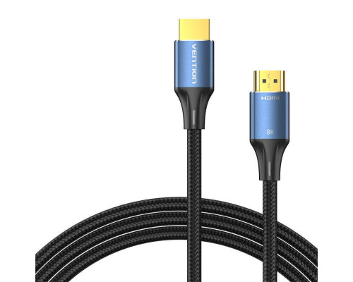 Кабель Vention Cotton Braided HDMI-A Male to Male HD v2.1 Cable 8K 2M Blue Aluminum Alloy Type (ALGLH) (ALGLH)