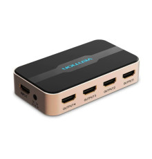 Сплітер Vention 1 In 2 Out HDMI Splitter 4K 30Hz Gold Aluminum Alloy Type EU Standard (ACBG0-EU) (ACBG0-EU)