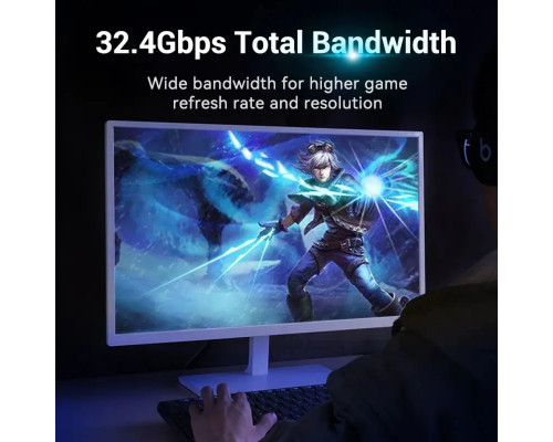 Кабель Vention DisplayPort, 1 м, v1.4 чорний, 8K 60 Hz, 4K 144Hz, 2K 165Hz, 1080P 240Hz (HCCBF) (HCCBF)