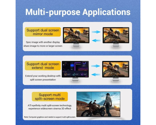 Кабель Vention DisplayPort, 1 м, v1.4 чорний, 8K 60 Hz, 4K 144Hz, 2K 165Hz, 1080P 240Hz (HCCBF) (HCCBF)