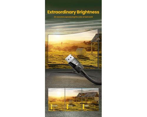 Кабель UGREEN DP114 DP 1.4 Male to Male Plastic Case Braided Cable 2m (UGR-80392) (UGR-80392)