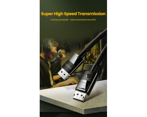 Кабель UGREEN DP114 DP 1.4 Male to Male Plastic Case Braided Cable 2m (UGR-80392) (UGR-80392)