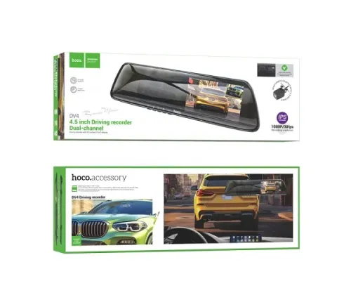 Відеореєстратор HOCO DV4 4.5-inch rearview mirror driving recorder(dual-channel) Iron Gray mag-6942007616782145050