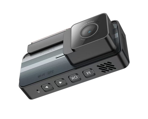 Відеореєстратор HOCO DV12 driving recorder 2K display GPS(with rear camera) Silvery Gray (6942007640176)
