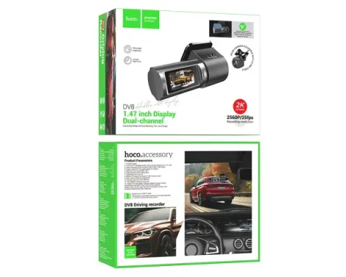 Відеореєстратор HOCO DV8 2K display hidden driving recorder(with rear camera) Чорний mag-6942007623384146726