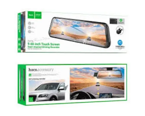 Відеореєстратор із дзеркалом HOCO DV16 9.66-inch streaming media driving recorder black mag-6942007664219152326