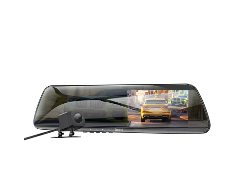 Відеореєстратор HOCO DV4 4.5-inch rearview mirror driving recorder(dual-channel) Black (6942007616782 )