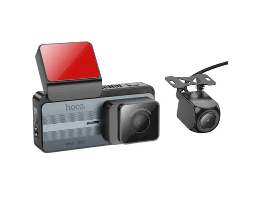 Відеореєстратор HOCO DV12 driving recorder 2K display GPS(with rear camera) Gray mag-6942007640176144409